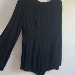 Black backless long sleeved romper